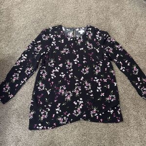 J. Jill Textured-Cotton Tiered Top Size M Petite 3/4 Sleeves Scoop Neck‎